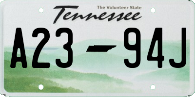 TN license plate A2394J