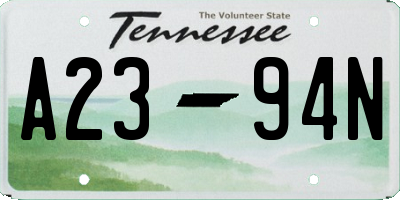 TN license plate A2394N