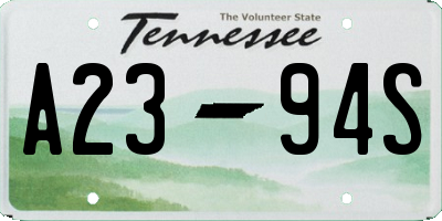 TN license plate A2394S