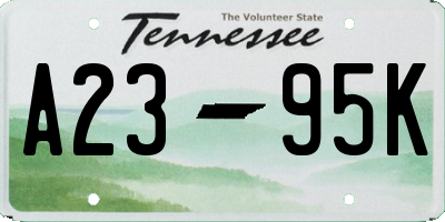 TN license plate A2395K