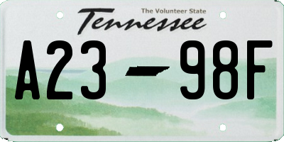 TN license plate A2398F