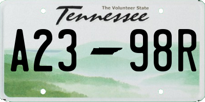 TN license plate A2398R