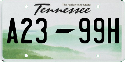 TN license plate A2399H