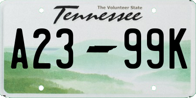 TN license plate A2399K