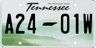 TN license plate A2401W