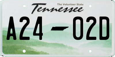 TN license plate A2402D