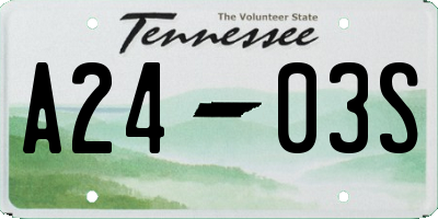 TN license plate A2403S