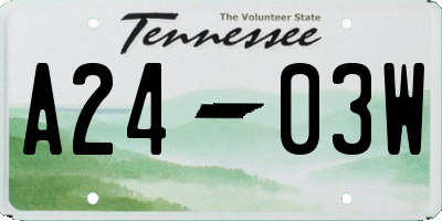 TN license plate A2403W