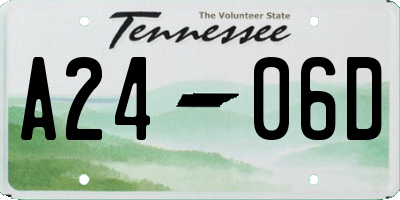 TN license plate A2406D