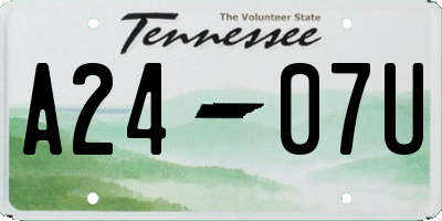 TN license plate A2407U