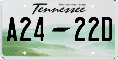 TN license plate A2422D