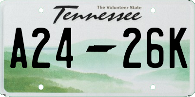 TN license plate A2426K