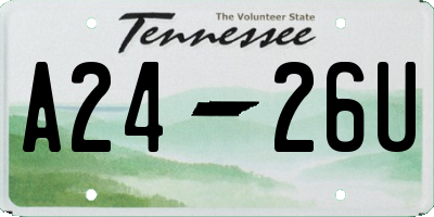 TN license plate A2426U