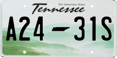 TN license plate A2431S
