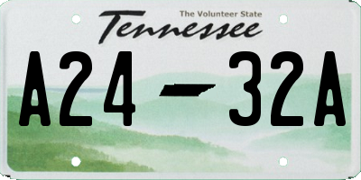TN license plate A2432A