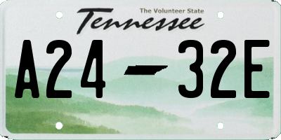 TN license plate A2432E