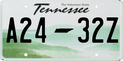TN license plate A2432Z