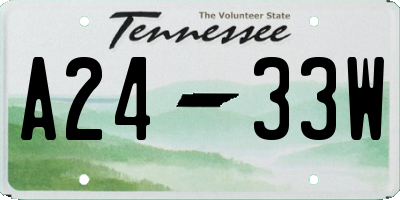 TN license plate A2433W