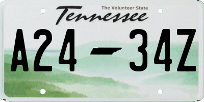 TN license plate A2434Z