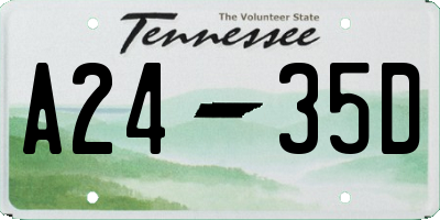 TN license plate A2435D