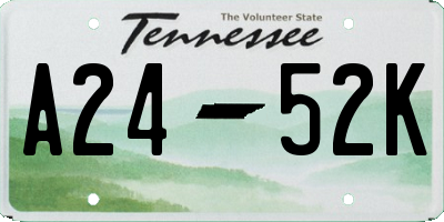 TN license plate A2452K