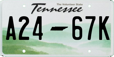 TN license plate A2467K