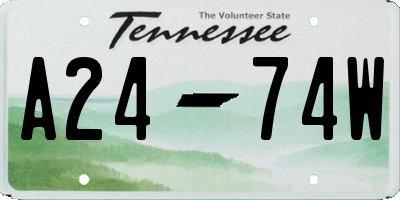 TN license plate A2474W