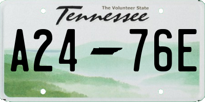 TN license plate A2476E