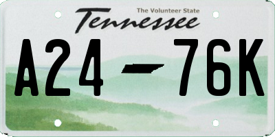 TN license plate A2476K