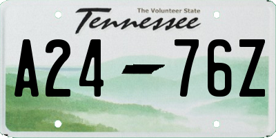 TN license plate A2476Z