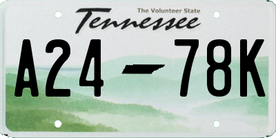 TN license plate A2478K