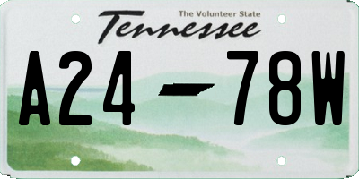 TN license plate A2478W