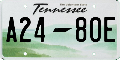 TN license plate A2480E