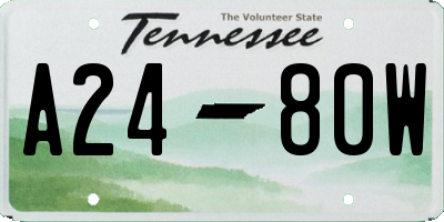 TN license plate A2480W
