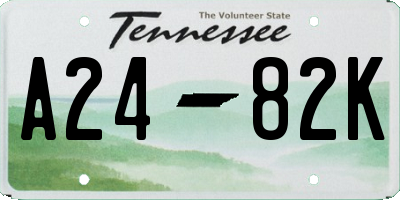 TN license plate A2482K