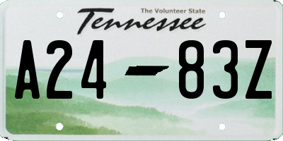 TN license plate A2483Z