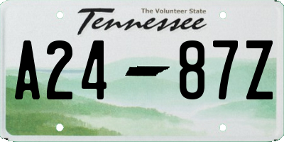TN license plate A2487Z