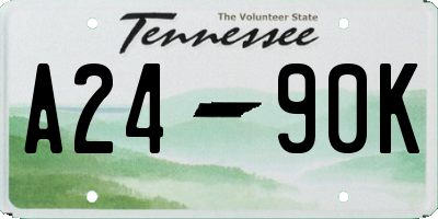 TN license plate A2490K