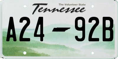 TN license plate A2492B