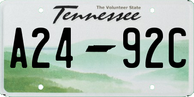 TN license plate A2492C