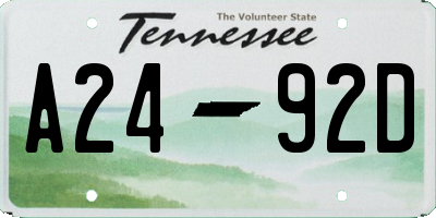 TN license plate A2492D