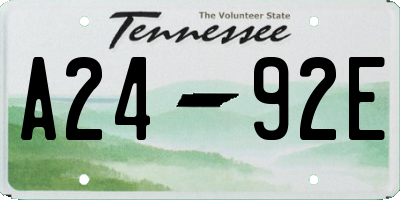 TN license plate A2492E