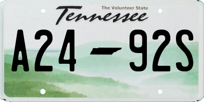TN license plate A2492S
