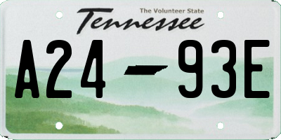 TN license plate A2493E