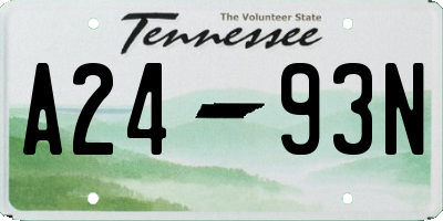 TN license plate A2493N