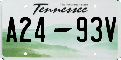 TN license plate A2493V