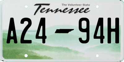 TN license plate A2494H