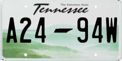 TN license plate A2494W