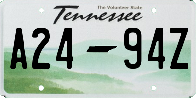 TN license plate A2494Z