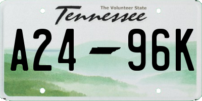 TN license plate A2496K